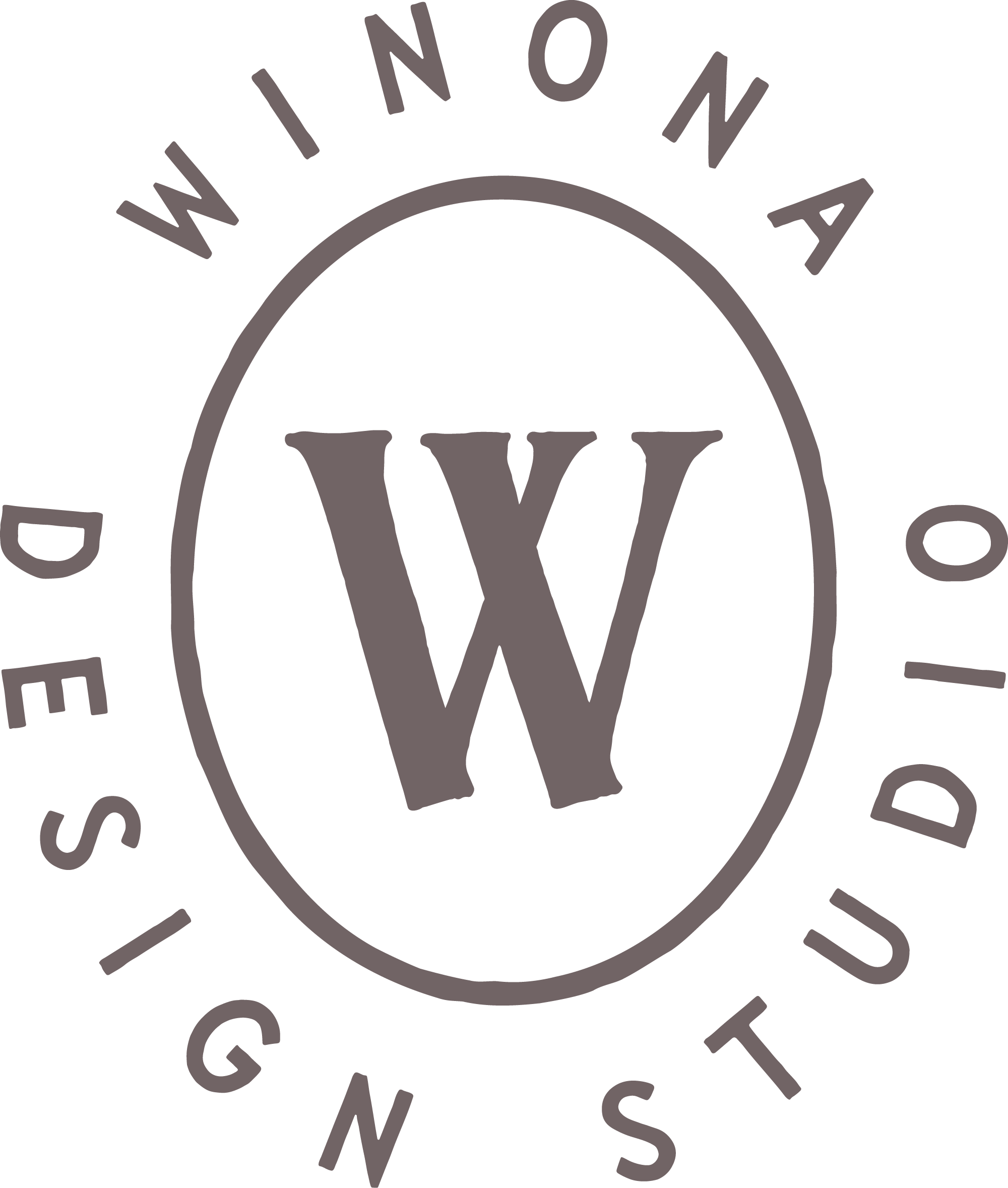 Close-up of a circular logo with the letter W in the center, surrounded by the text 'WINONA' at the top and 'GAMES' at the bottom.