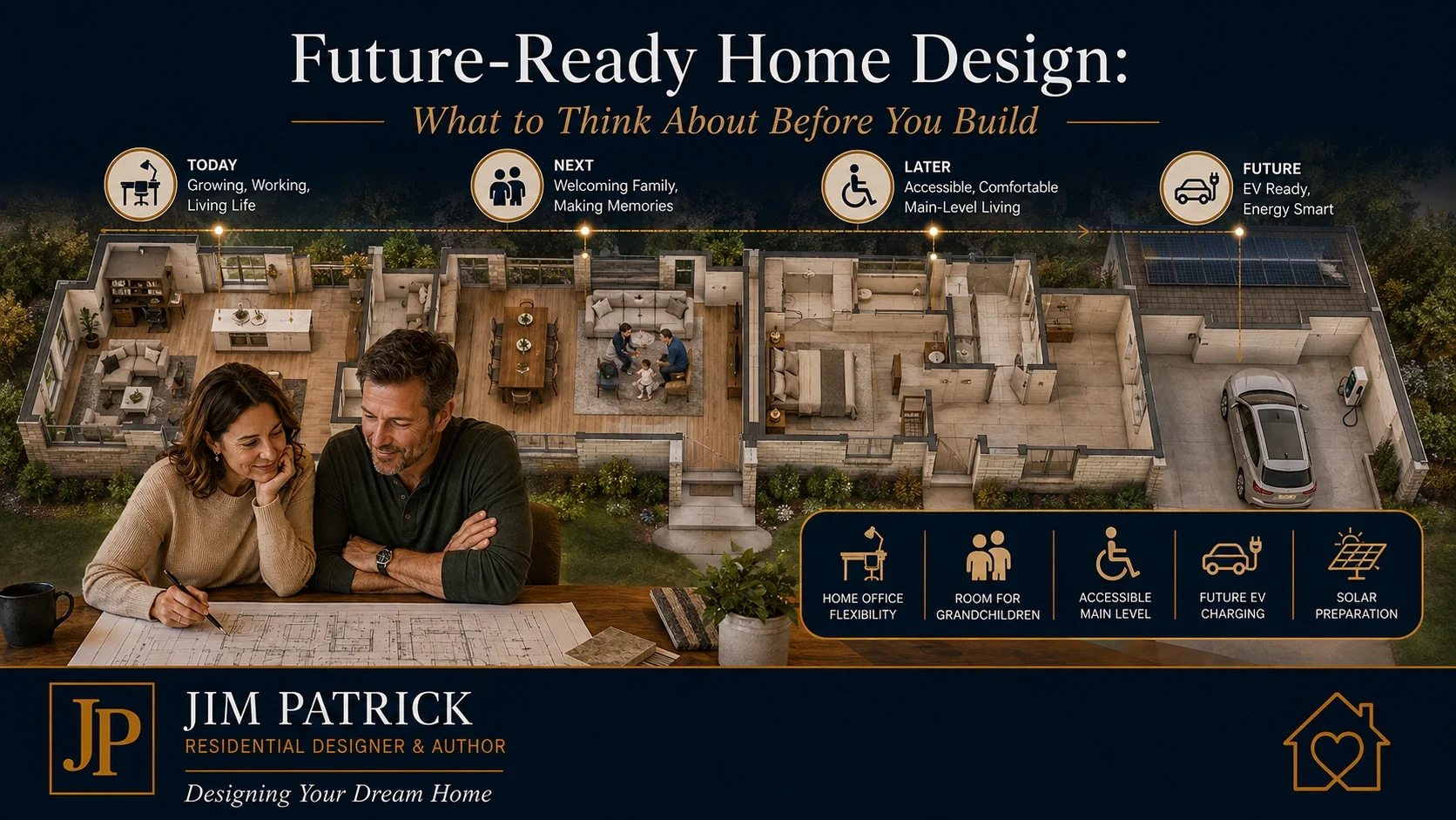 Residential design showing how a new home can adapt to changing family, work, mobility, technology and energy needs.