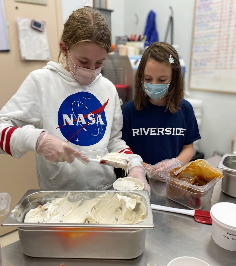 Anna and Evie with their Peanut Butter Banana Bomb ice cream