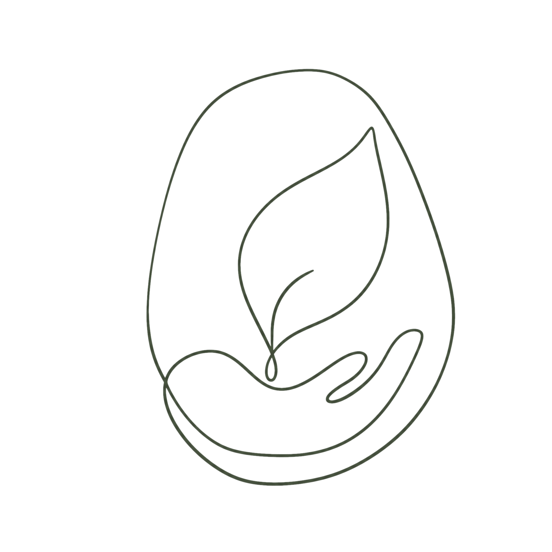 Line art drawing of a hand holding a phone with a chat bubble displaying a star icon.