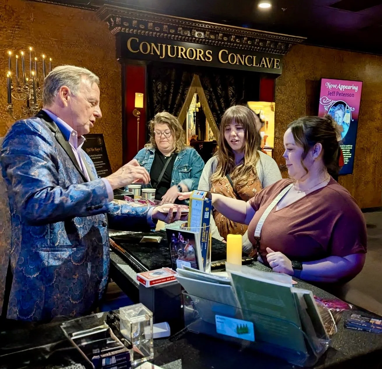 magician doing magic at a magic club