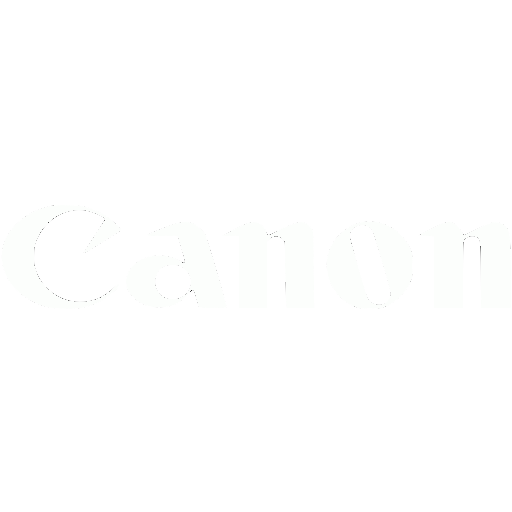 Canon logo in white on a black background.