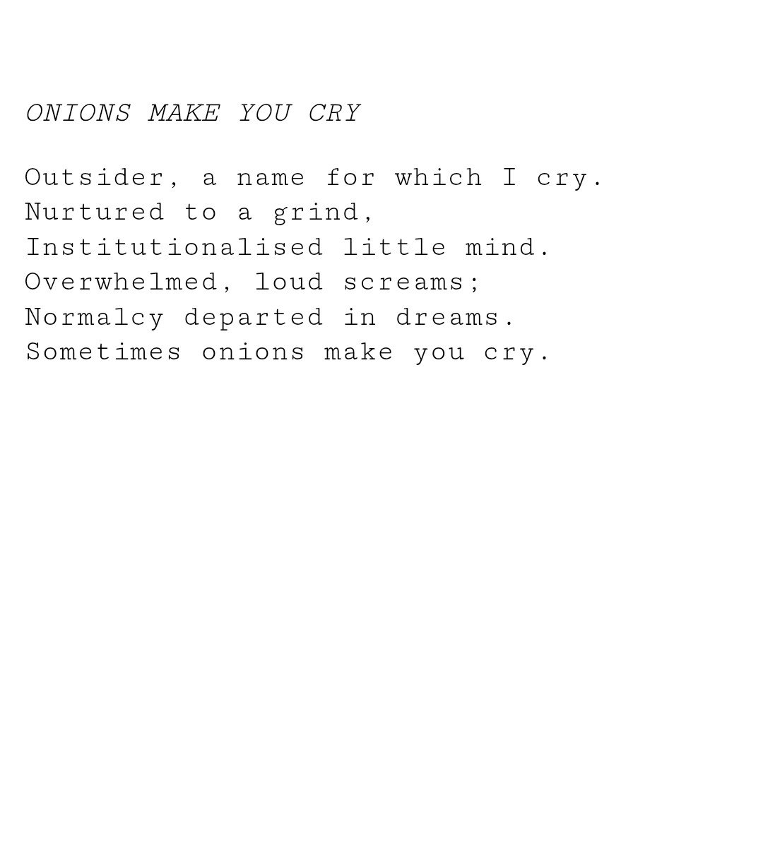 onions make you cry poem(5X7 PRINT)