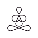 Simple line drawing of a person sitting cross-legged in a meditative pose.