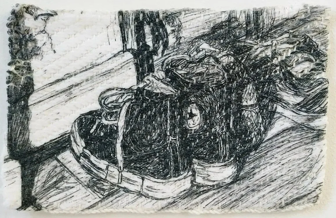 "Woven Shadows," Sublimation print on polyacrylic weave/cotton warp