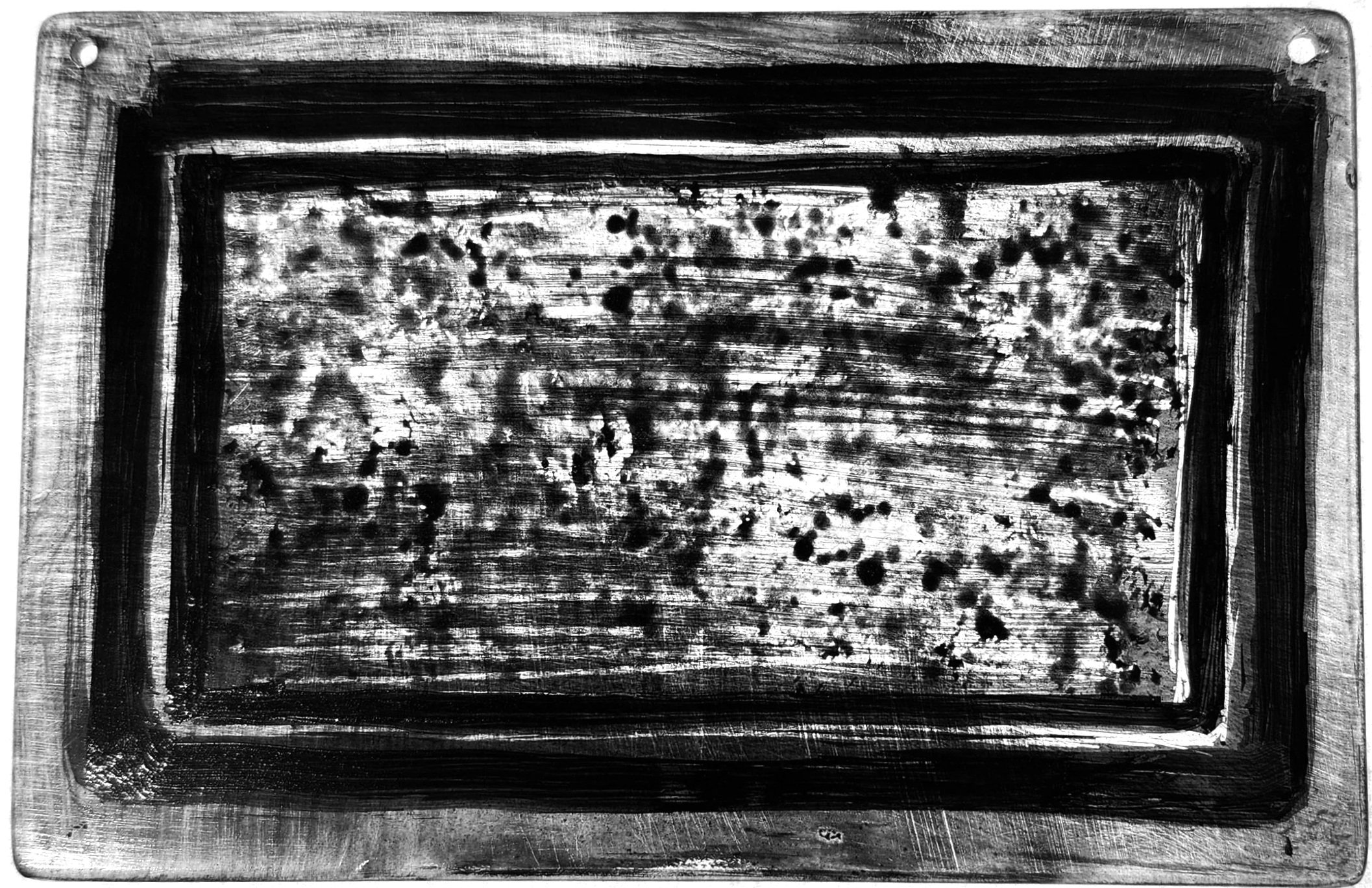 "Switch Screen," 2026, Sgrafitto and glass painting on horticultural glass