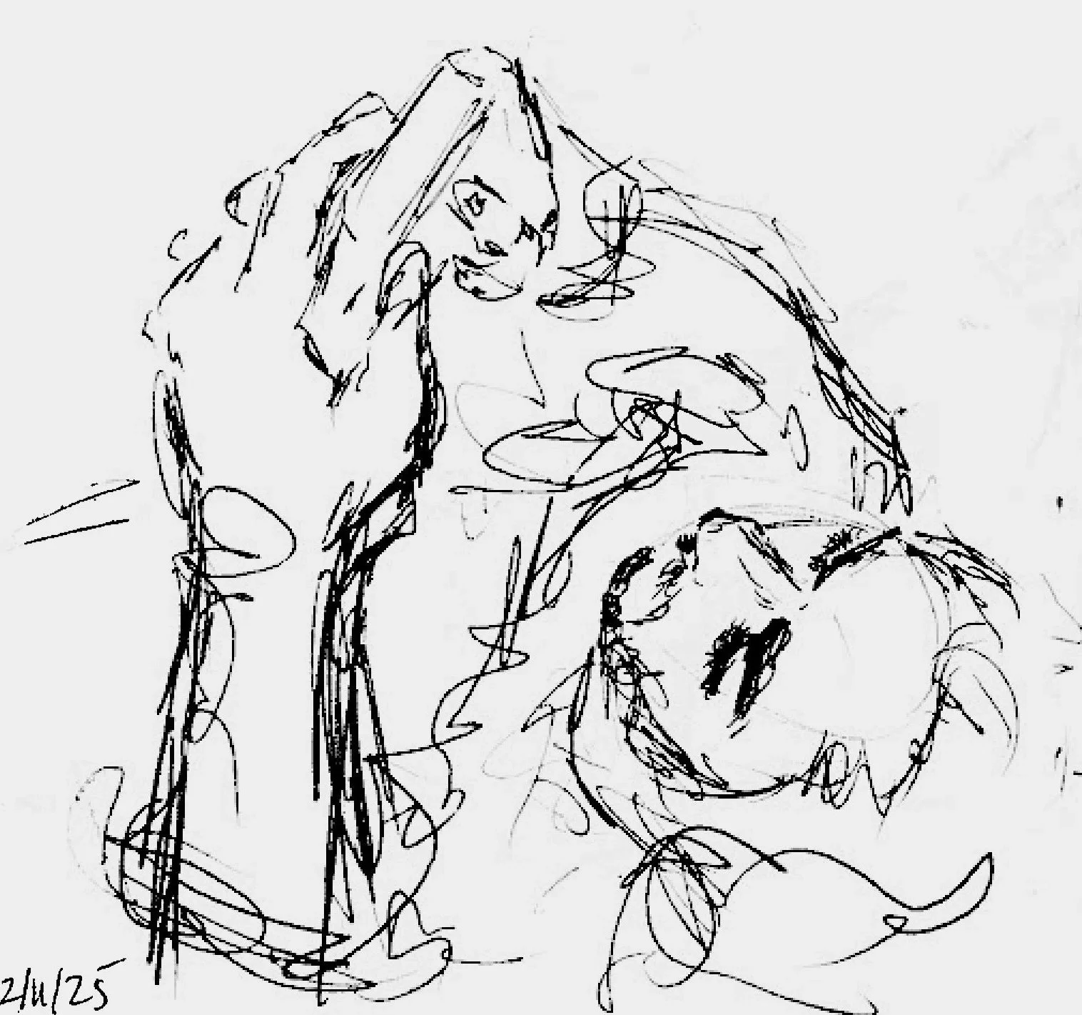 a sketch of someone on their phone
