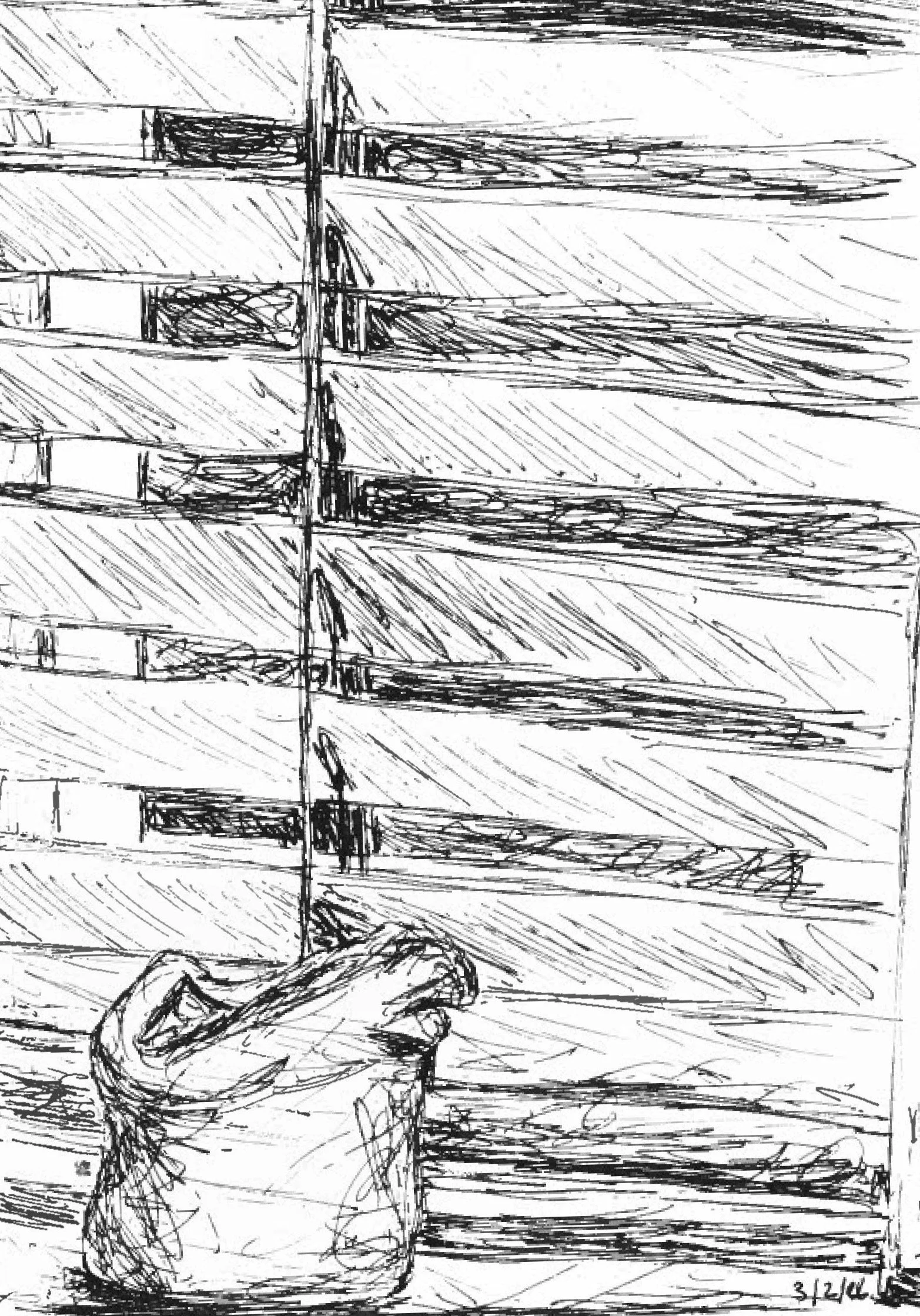 black and white drawing of shutters