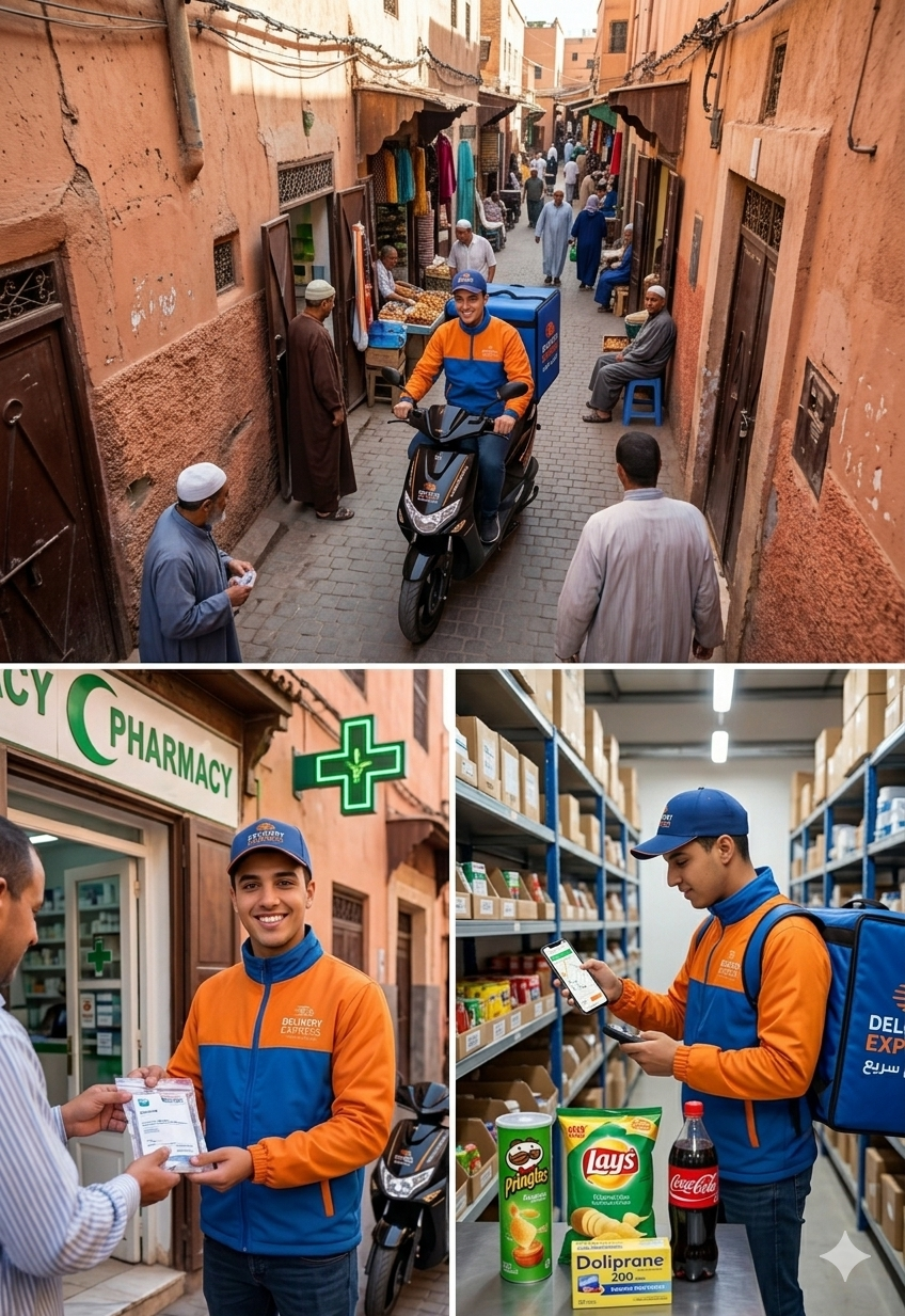Livreur marrakech livraison à domicile Marrakech 24h livraison à votre porte delivery marrakech night livraison rapide à Marrakech Livreur pharmacie de garde marrakech delivery McDonald's marrakech 24h Meilleur service de livraison à domicile