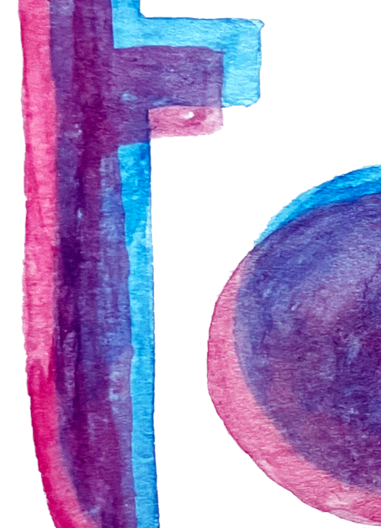 Partial illustration of the letters "t" and "a" from a watercolour version of the "ta-da" logo.