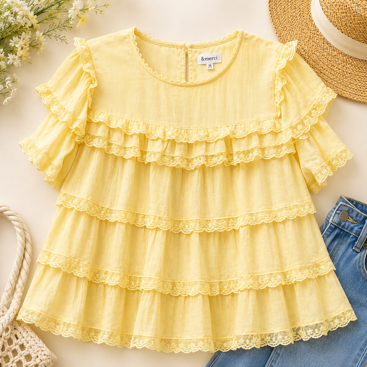 Lemon Blossom Ruffle Top
