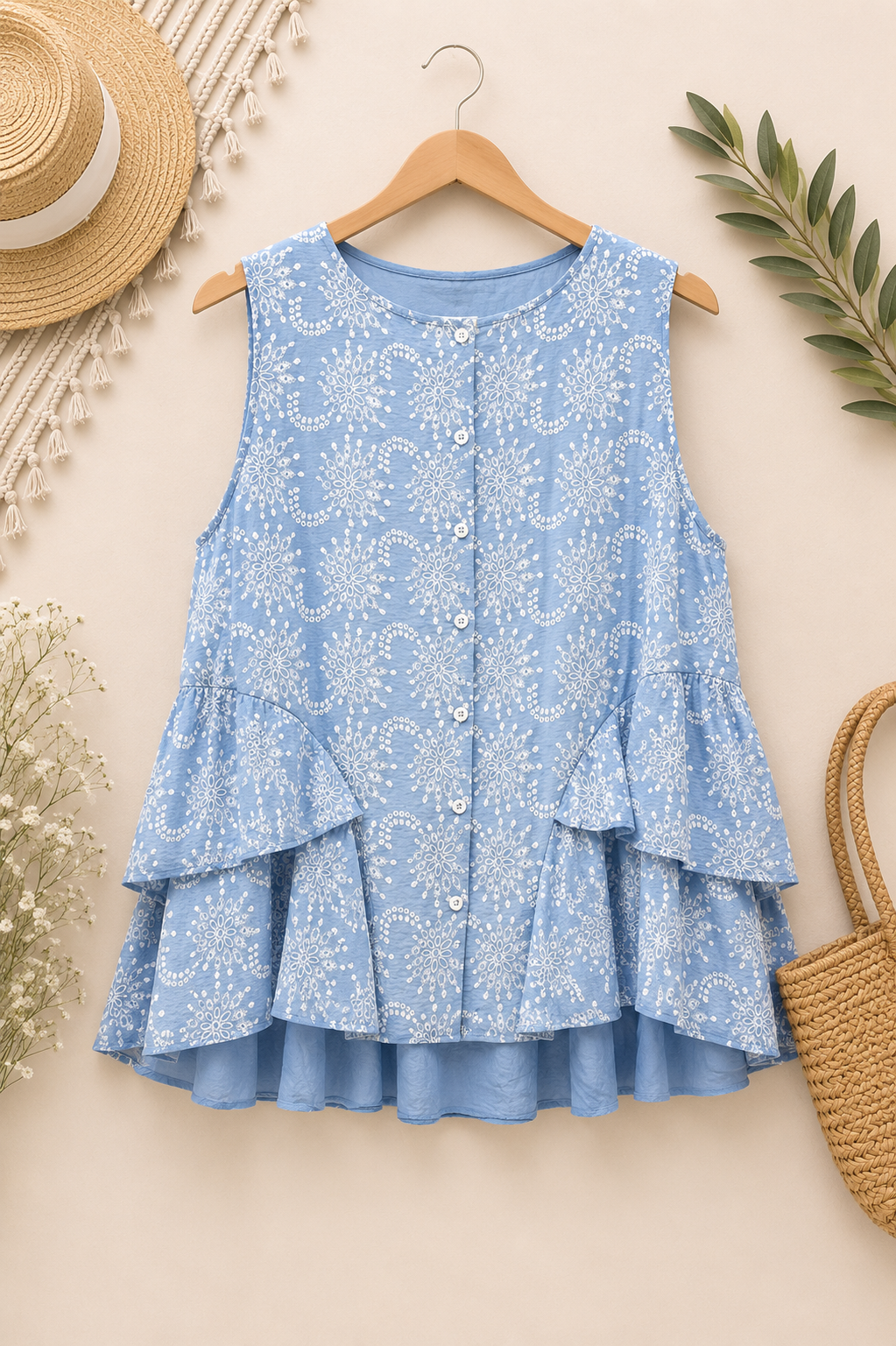 The Bluebell Breeze Ruffle Top
