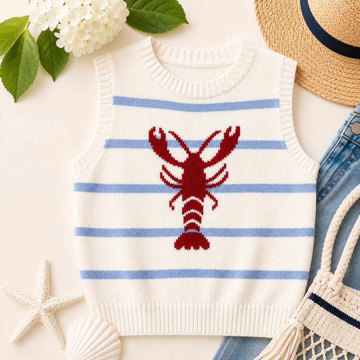 Seaside Lobster Knit Tank