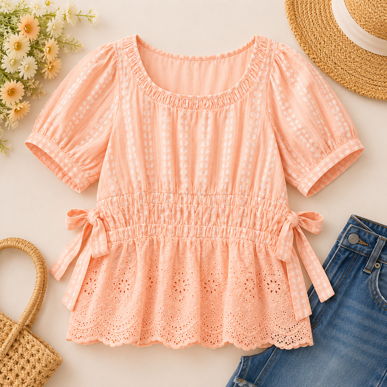 Peach Petal Tie Blouse