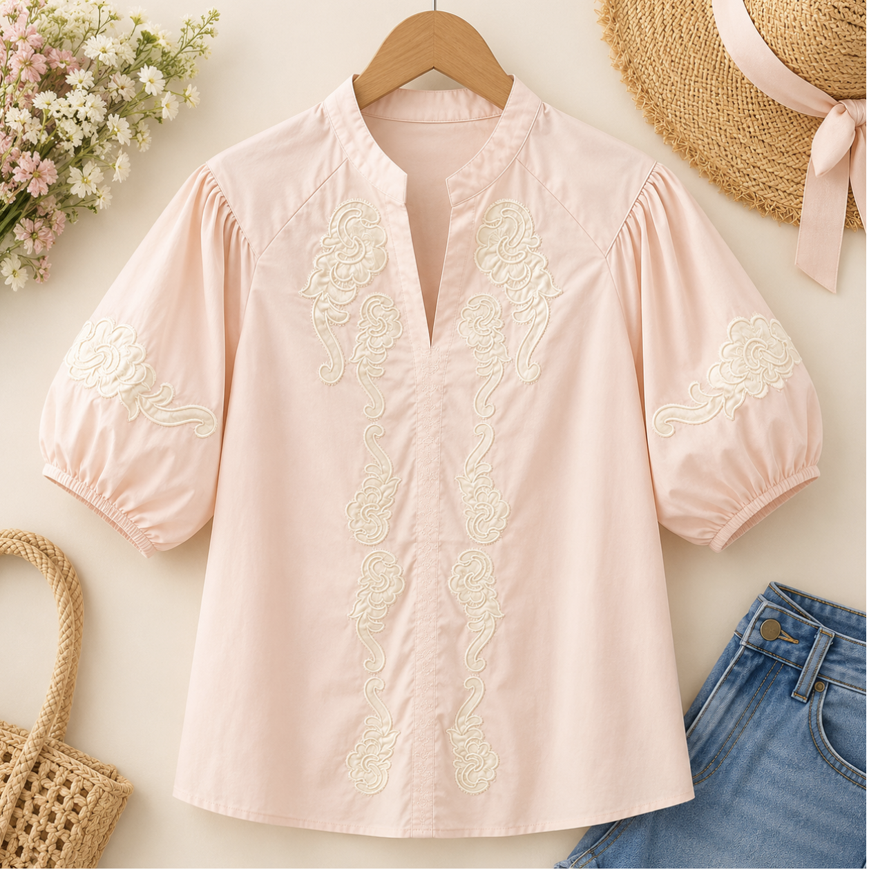 Blushing Belle Embroidered Blouse
