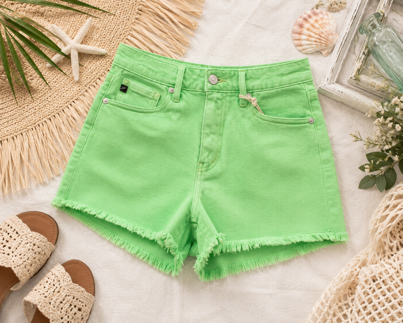 Coastal Lime Kancan Denim Shorts
