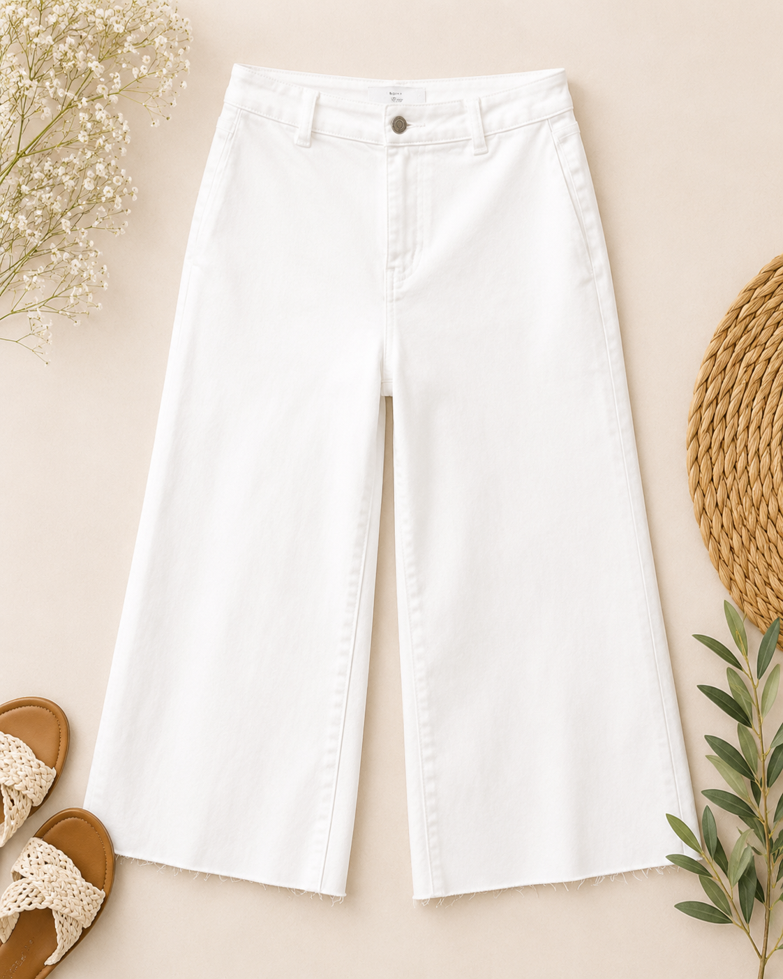 The Magnolia Breeze White Cropped Denim