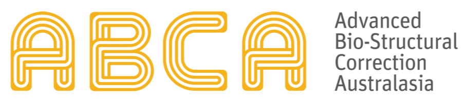 The image displays the acronym 'ABCA' in large yellow stylized text, with the words 'Advanced Bio-Structural Correction Australasia' in smaller gray text to the right.