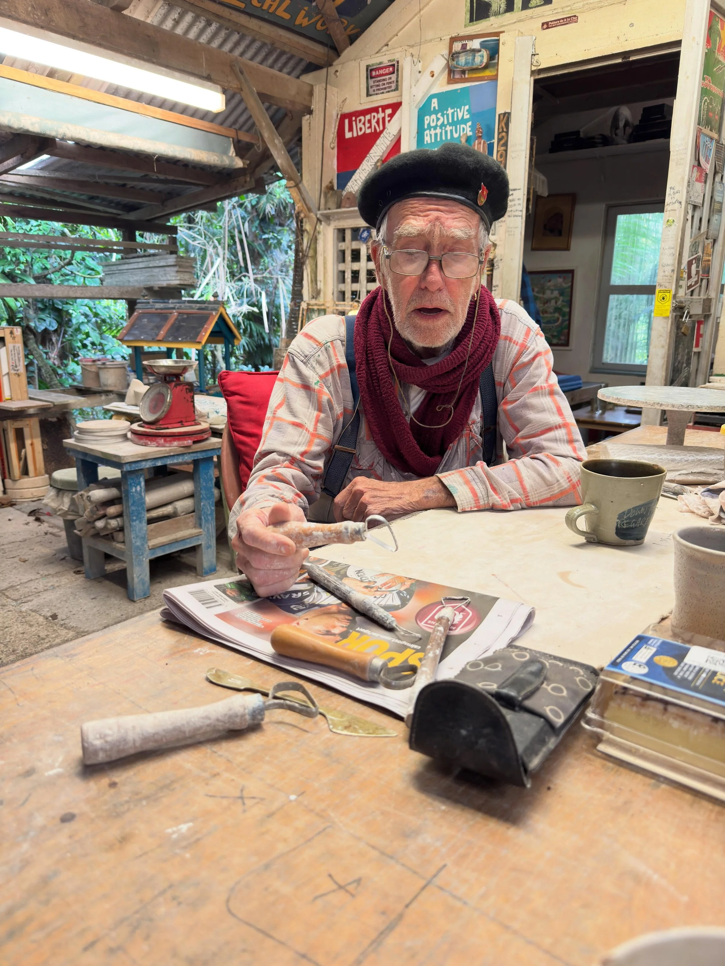 I made the journey up the hill yesterday to Kuranda to visit my mentor Peter &lsquo;Potter&rsquo; Thompson.

We talked about my time at Gulgong, unwrapped a gift I brought back for him from the good Dr @owenryeceramics , looked at recent new works fr