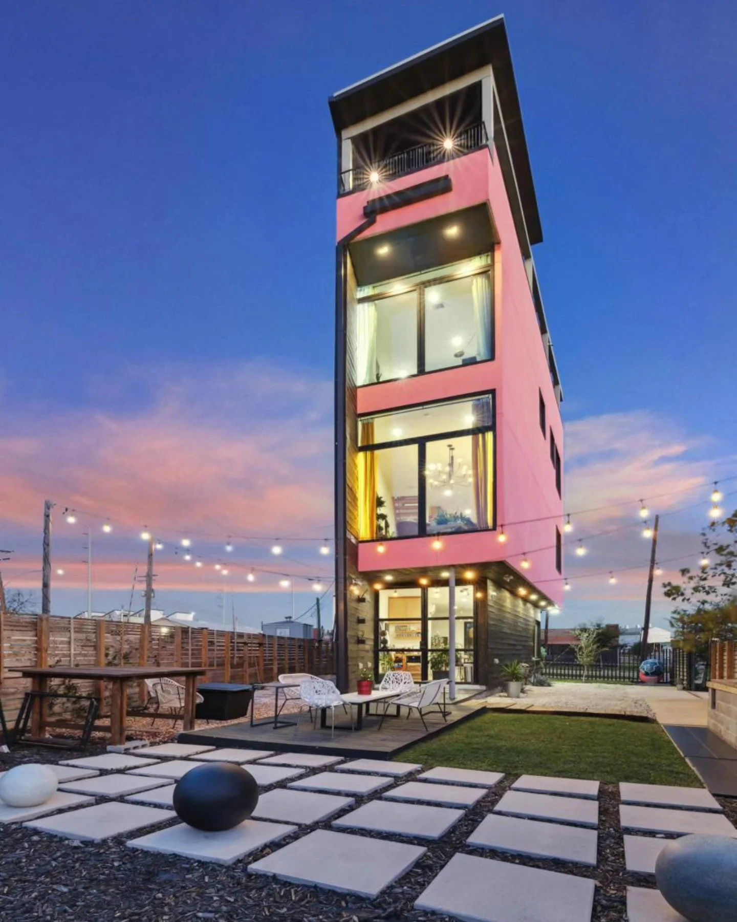 Built in 2021 during the pandemic, Betirri designed the home with a unique trapezoidal layout, shaped by the lot&rsquo;s irregular boundaries. Each floor's height is carefully tailored to suit the specific function of its spacesThe high ceilings and 