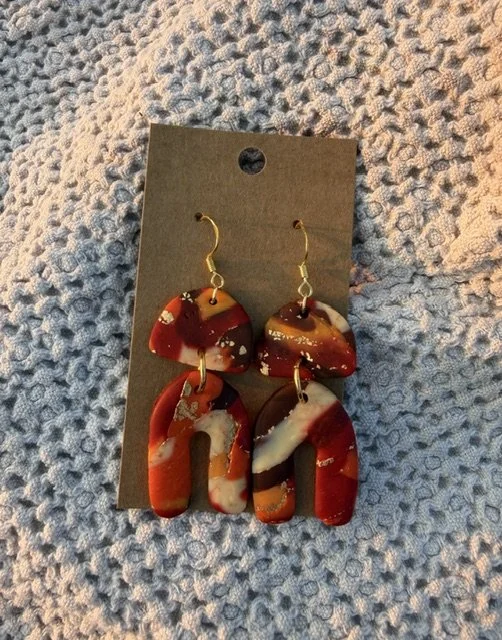 Red & Orange Layered Arch Earrings