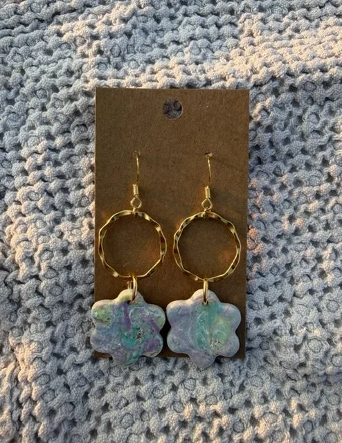 Lavender & Turquoise Flower Earrings
