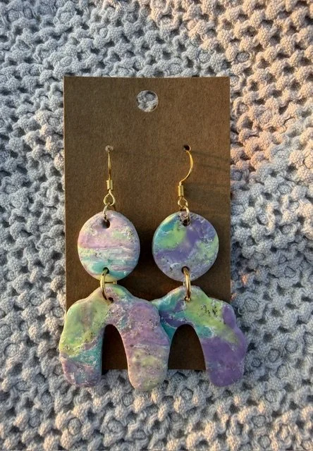 Lavender & Green Arch Earrings