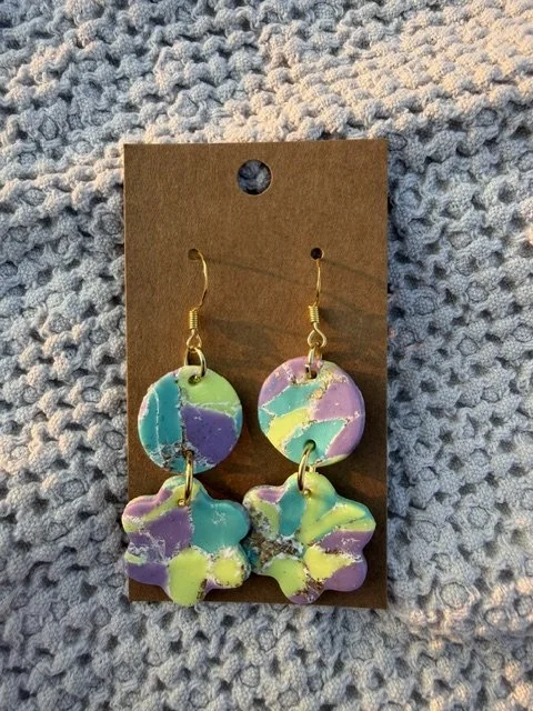 Lavender, Turquoise & Lime Floral Earrings