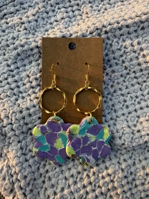 Purple & Turquoise Flower Earrings
