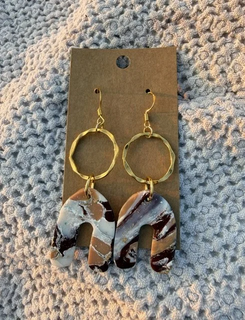 Brown & Cream Arch Earrings