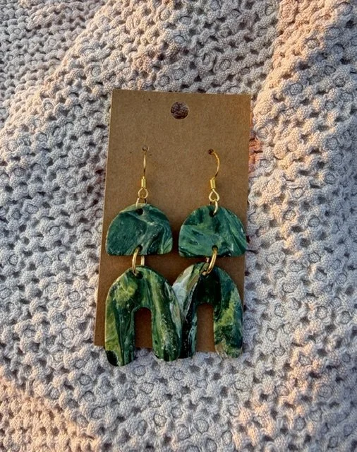 Emerald Green Arch Earrings