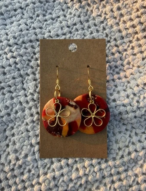 Red & Orange Floral Earrings