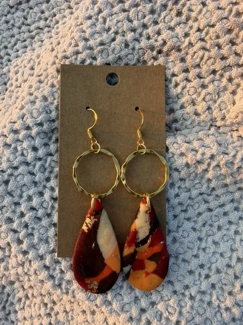 Red & Amber Teardrop Earrings