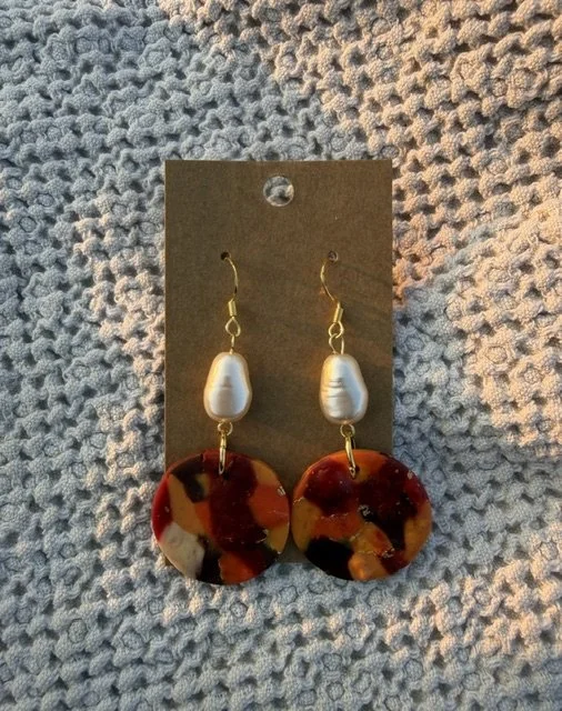Red & Pearl Earrings