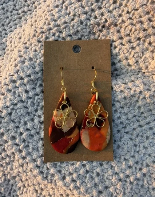 Red & Orange Floral Earrings