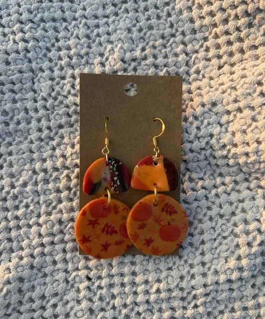 Orange & Pumpkin Pattern Earrings
