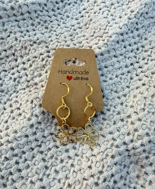 Gold Floral Dangle Earrings