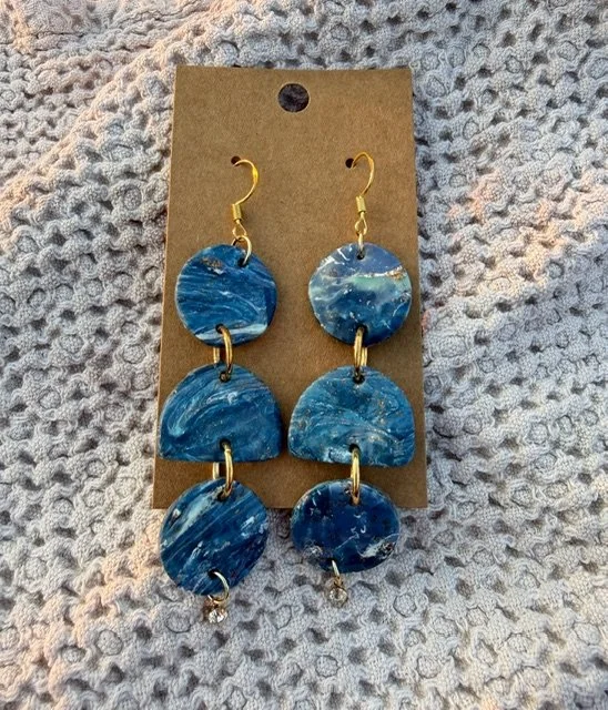 Marble Blue Dangle Earrings