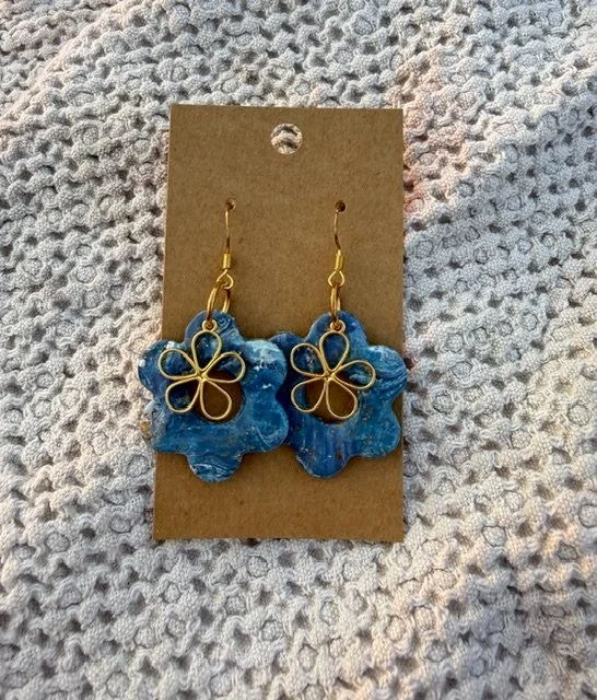Blue Floral Earrings