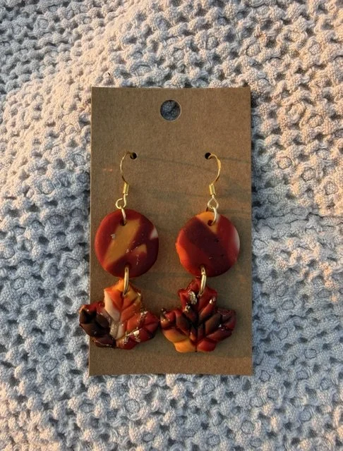 Red & Orange Leaf Earrings
