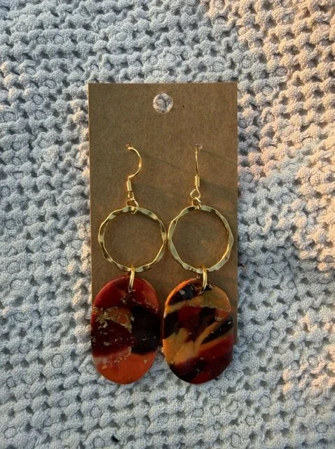 Red & Amber Arch Earrings