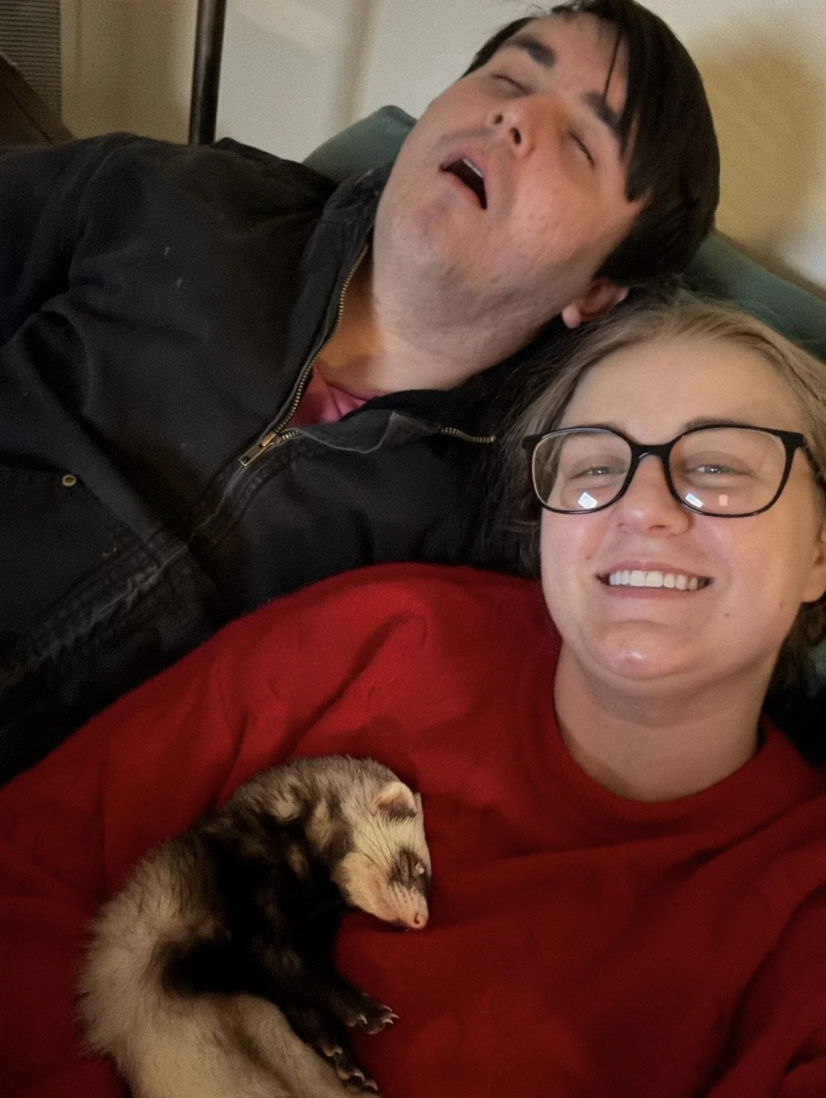 January 18th, 2026 - Unsure who is sleepier... Kenneth or the ferret