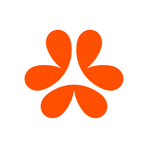 A stylized orange butterfly design on a black background.