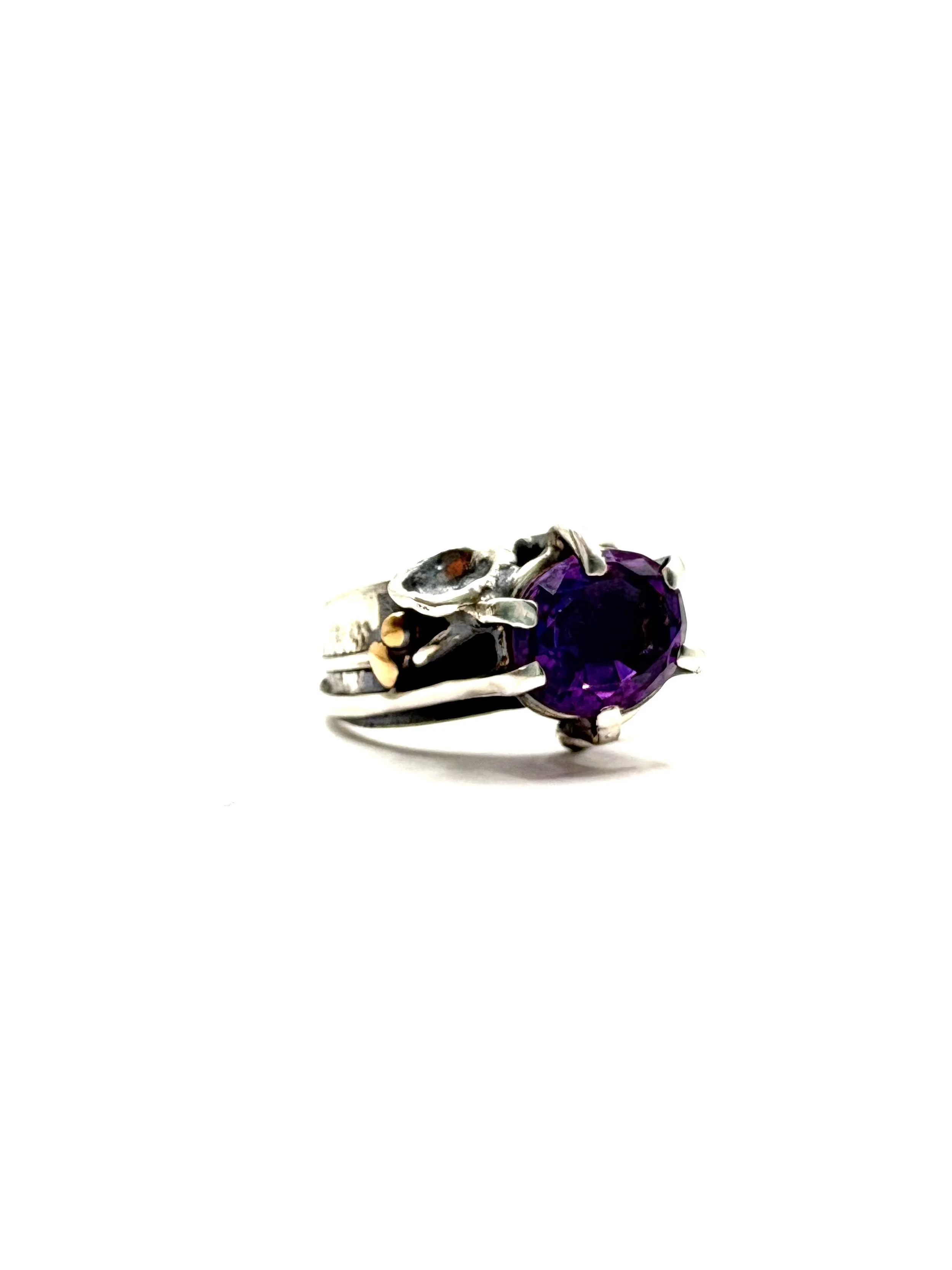 reclaimed silver rhodolite garnet ring / size 8