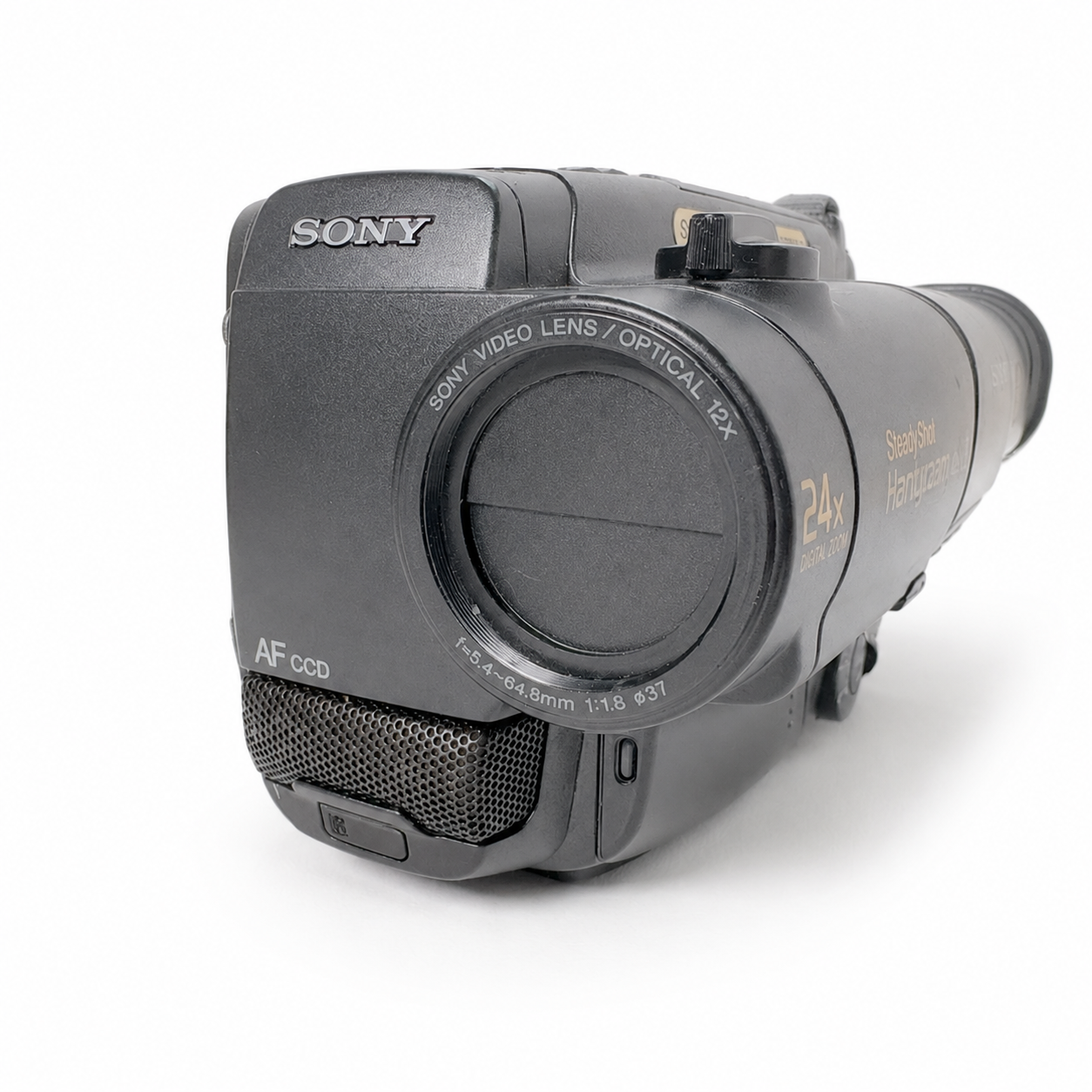 Sony CCD-TR94 Video8 Handycam camcorder shown from the front on a white studio background.