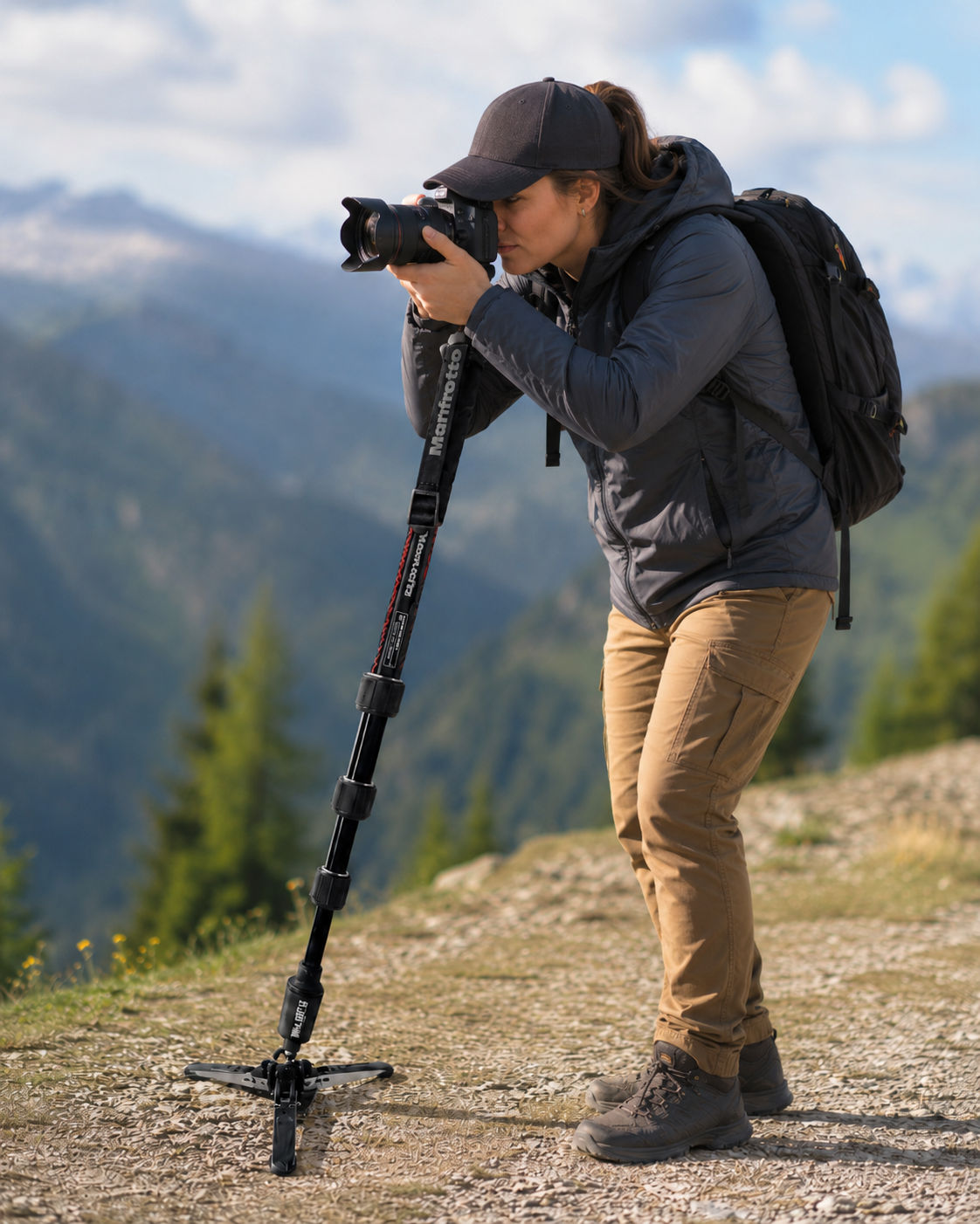 Manfrotto Element MII Monopod shown in use to film a nature scene