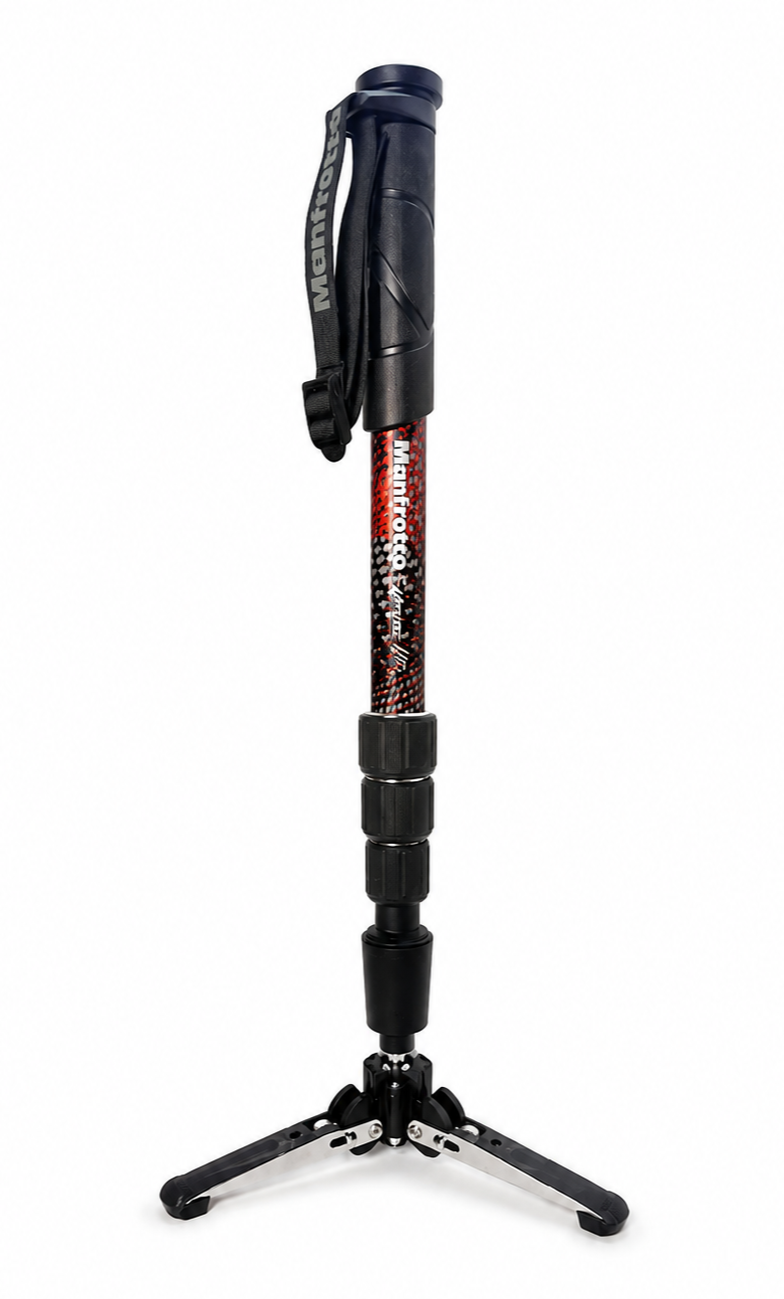 Manfrotto Element MII 4-section aluminum video monopod on a white studio background.