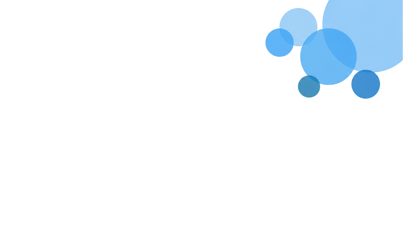 Cluster of various-sized blue circles on a white background.