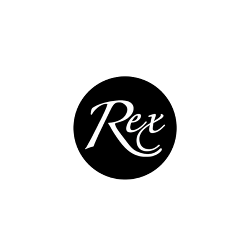 Black background with the white cursive text 'Rex' in the center.
