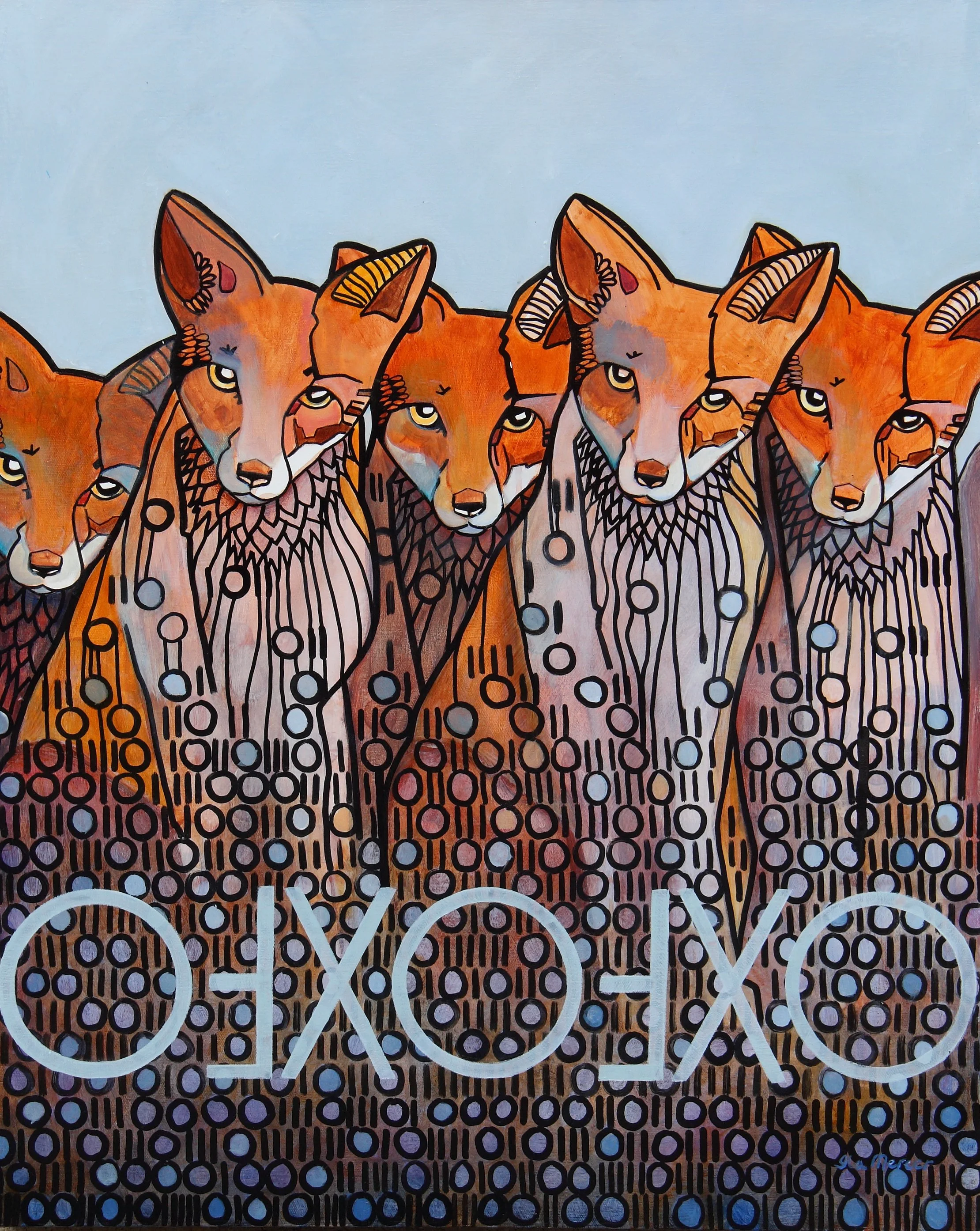  Digital Foxes 
2023
pen & oil on canvas
60 x 76cm
$910